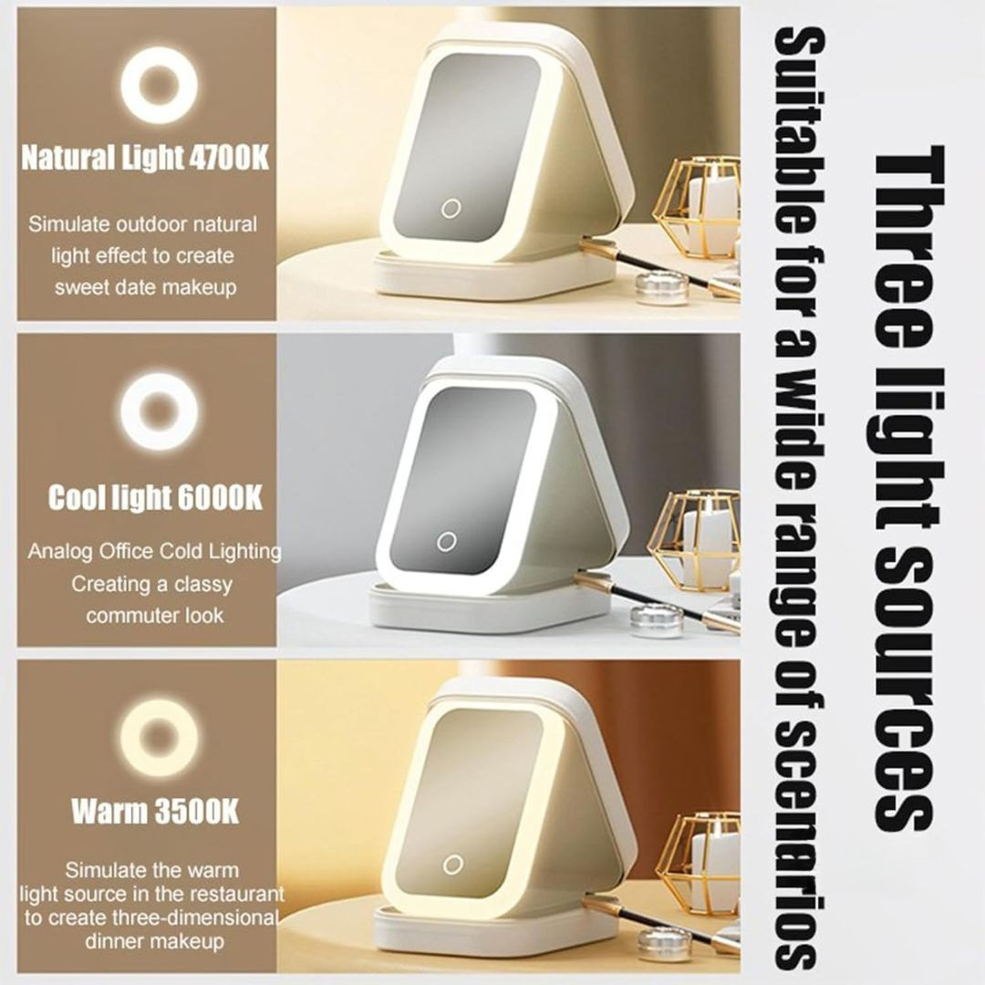 White Jewelry Box with LED Mirror