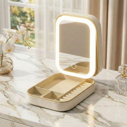 White Jewelry Box with LED Mirror