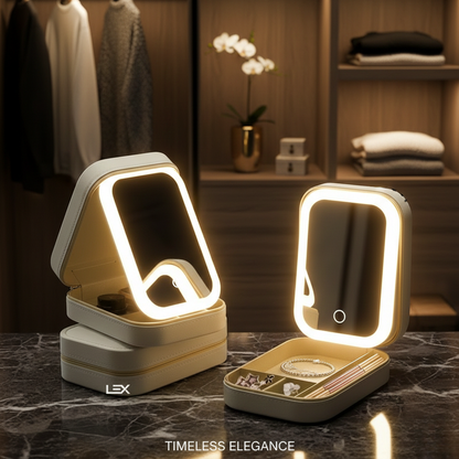 White Jewelry Box with LED Mirror