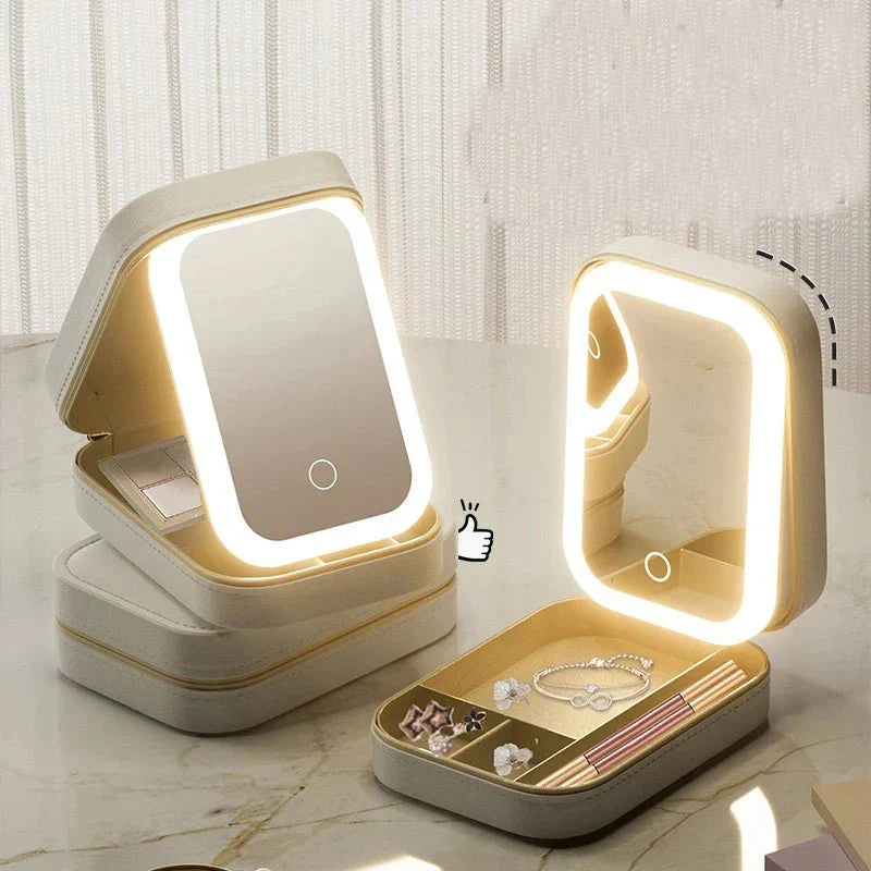 White Jewelry Box with LED Mirror